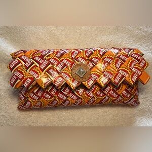 Handmade Candy Wrapper Clutch. 9x4x1.5”